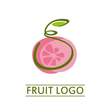 Pembe şeftali suyu logosu soyut basit konsept tasarım vektör çizimi