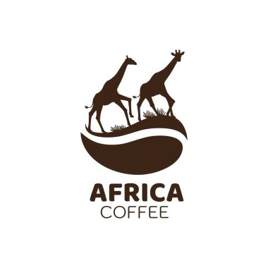 Afrika kahveli zürafa hayvan kahverengi içecek logosu tasarımı çizimi