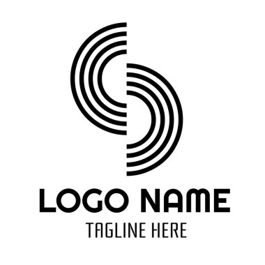 Çift Yarım Çember Modern soyut Monogram logo konsept tasarım illüstrasyonu