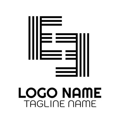 Çift E Kelime Modern Monogram logo konsept tasarım illüstrasyonu