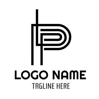 Üç P Kelimesi Modern Monogram logo konsept tasarım illüstrasyonu