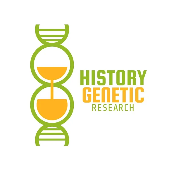 Historia Genética Investigación Doble Hélice Hora Vidrio Logotipo Concepto Diseño — Vector de stock