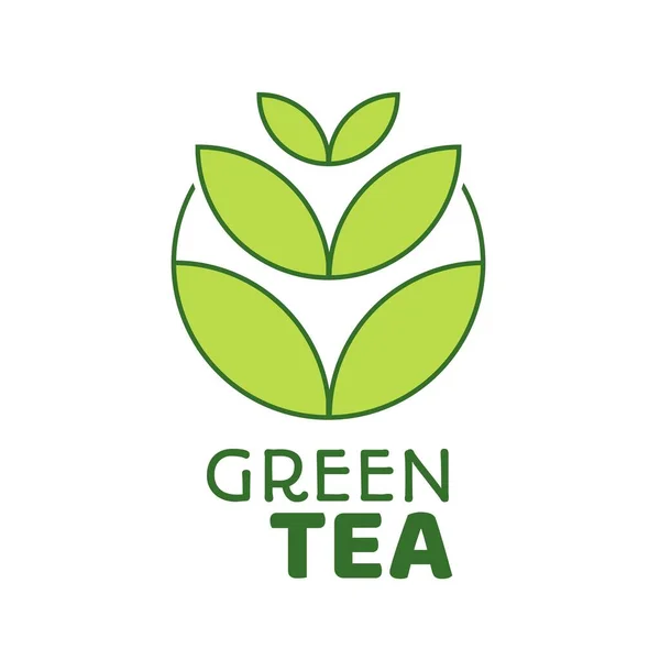Зеленый Чай Органический Логотип Концепции Дизайн Иллюстрации — стоковый вектор
