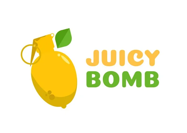 Juicy Bombレモンイエローフルーツロゴのコンセプトデザインイラスト — ストックベクタ