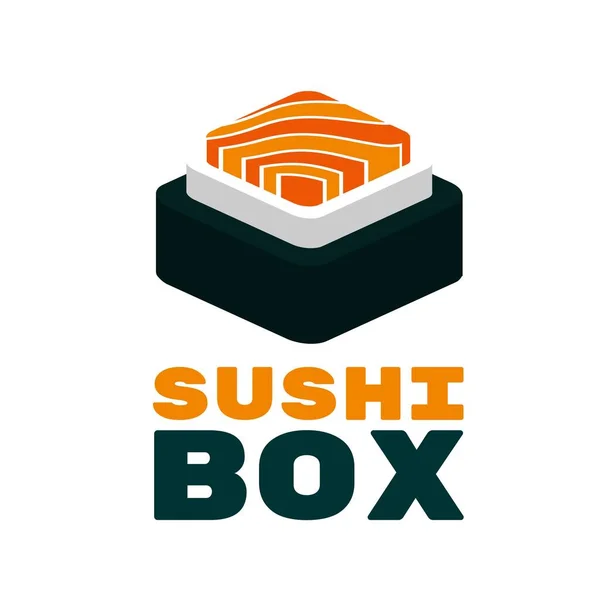 Sushi Salmon Box Japan Продовольчий Логотип Ілюстрація Дизайну — стоковий вектор