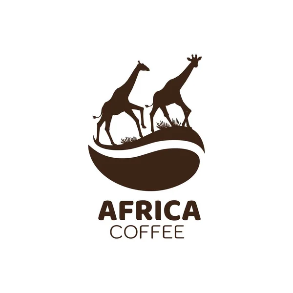 Afrykańska Kawa Ziarno Żyrafa Zwierzę Brązowy Napój Logo Projekt Wektor — Wektor stockowy
