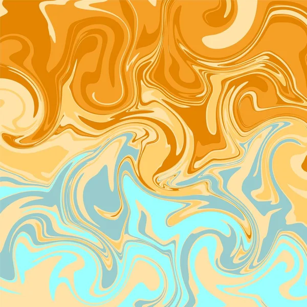 Warna Biru Oranye Psychedelic Cairan Seni Abstrak Latar Belakang Konsep - Stok Vektor