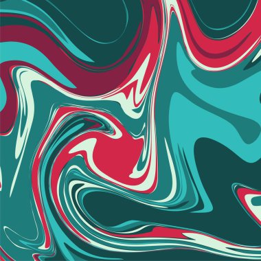 Mavi kırmızı psikedelik sıvı sanat soyut arkaplan konsept tasarım vektör çizimi