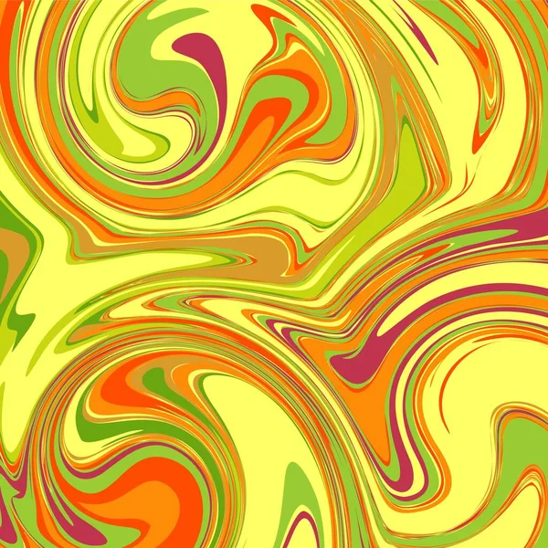 Verde Amarillo Naranja Rojo Color Psicodélico Fluido Arte Abstracto Fondo — Vector de stock