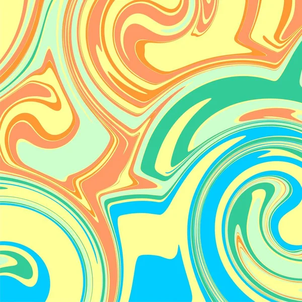 Grün Gelb Orange Blau Farbe Psychedelisch Flüssig Kunst Abstrakt Hintergrund — Stockvektor