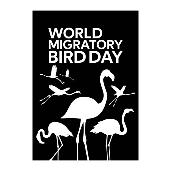 Φλαμίνγκο Παγκόσμια Μεταναστευτική Ημέρα Πουλιών Αφίσα Σχεδιασμό Διάνυσμα Εικονογράφηση — Διανυσματικό Αρχείο