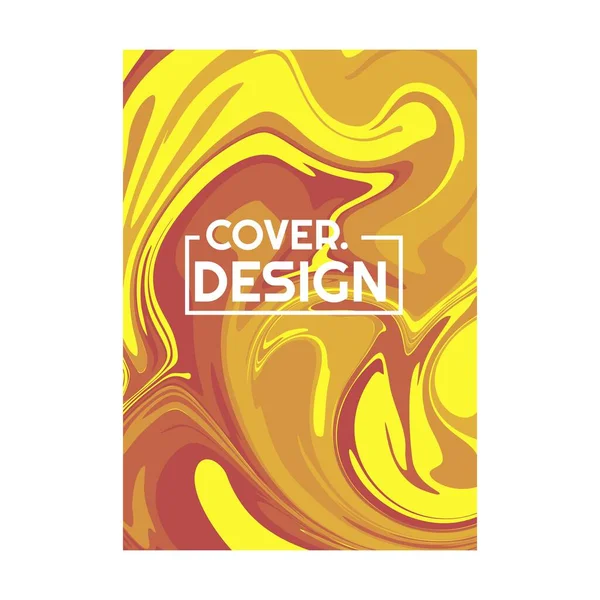 Marrón Amarillo Retro Color Psicodélico Fluido Arte Retrato Cubierta Diseño — Vector de stock