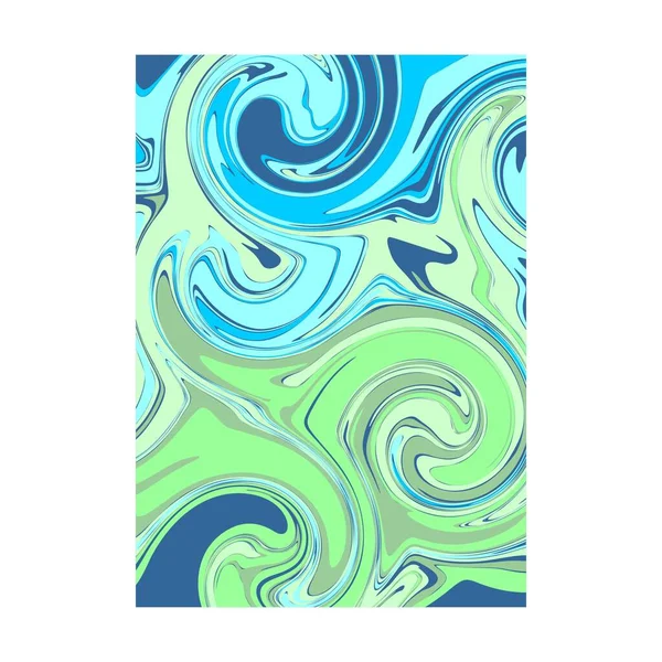 Blue Green Retro Color Psychedelic Fluid Art Portrait Cover Design — Stock Vector