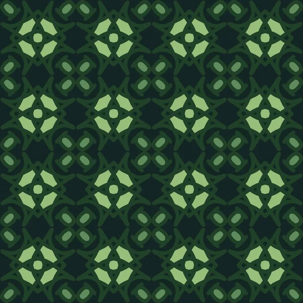 Vert Olive Mandala Art Sans Couture Motif Floral Créatif Fond — Image vectorielle