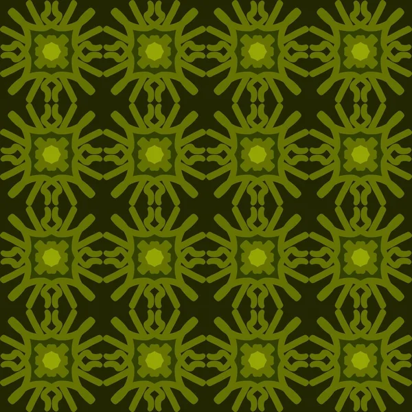 Vert Olive Mandala Art Sans Couture Motif Floral Créatif Fond — Image vectorielle