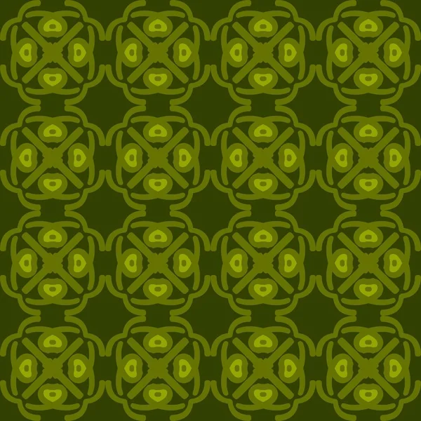 Grön Oliv Mandala Konst Sömlös Mönster Blommig Kreativ Design Bakgrund — Stock vektor