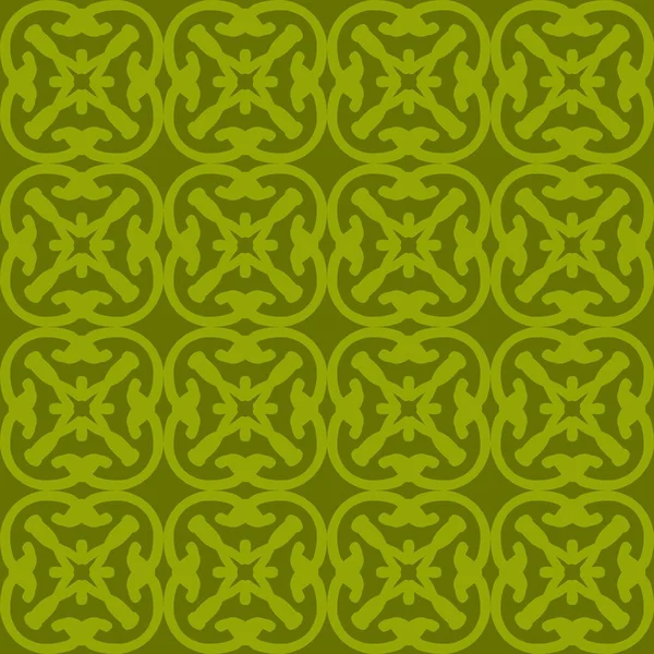 緑のオリーブマンダラアートシームレスなパターン花の創造的な背景ベクトルイラスト — ストックベクタ