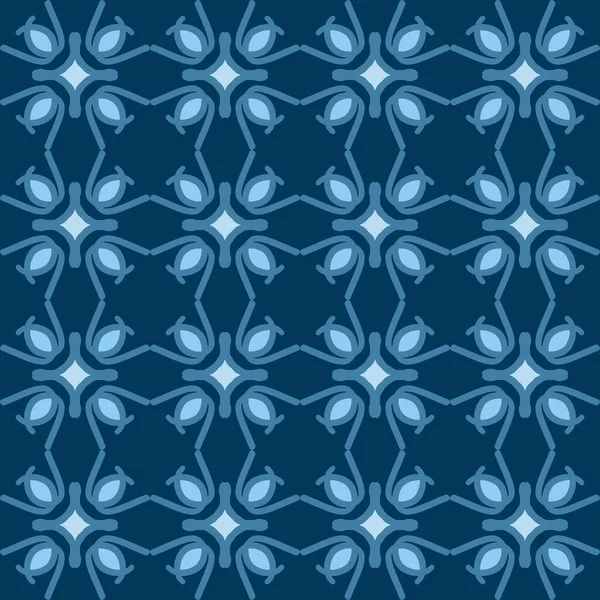 青いターコイズアクアメンズマンダラアートシームレスなパターン花の創造的なデザインの背景ベクトルイラスト — ストックベクタ
