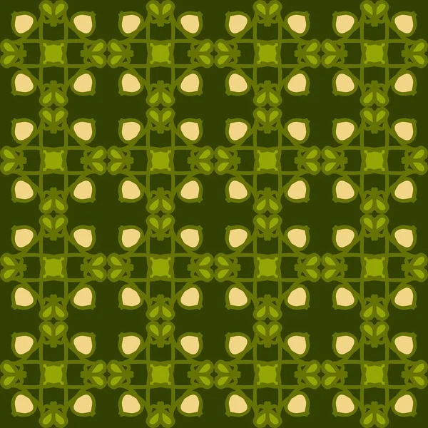绿色橄榄黄曼陀罗艺术无缝图案花卉创意设计背景图 — 图库矢量图片