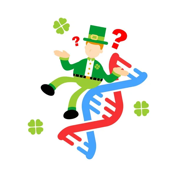 Leprechaun Shamrock Celtic Recherche Génétique Hérédité Double Hélice Structure Partie — Image vectorielle