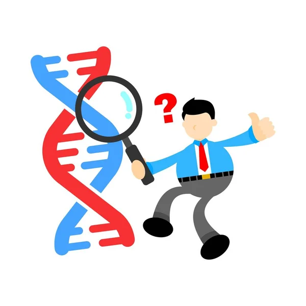 Homme Affaires Recherche Génétique Hérédité Double Hélice Structure Partie Dessin — Image vectorielle