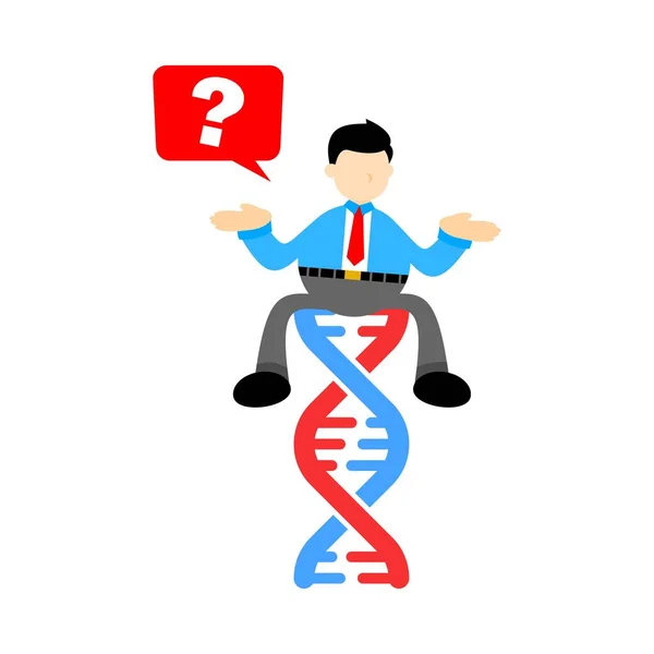 Homme Affaires Recherche Génétique Hérédité Double Hélice Structure Partie Dessin — Image vectorielle