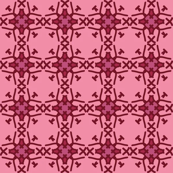 Rot Magenta Violett Rosa Mandala Kunst Nahtlose Muster Floral Kreativ — Stockvektor