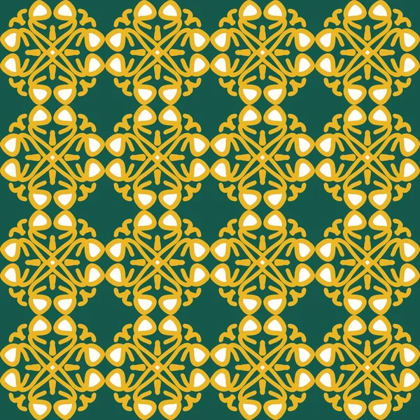 Vert Olive Jaune Mandala Art Sans Couture Motif Floral Créatif — Image vectorielle