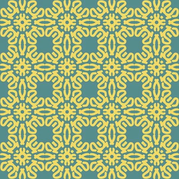 Зеленый Оливковый Желтый Мандала Искусство Бесшовный Шаблон Цветочный Творческий Дизайн — стоковый вектор