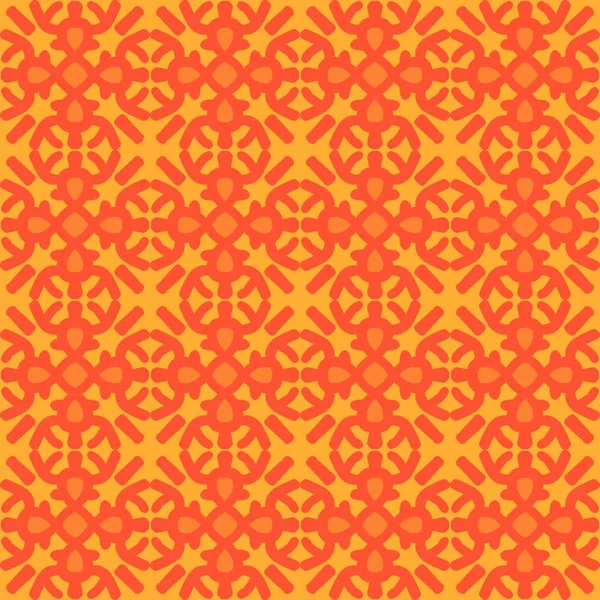 Röd Ros Orange Mandala Konst Sömlös Mönster Blommig Kreativ Design — Stock vektor