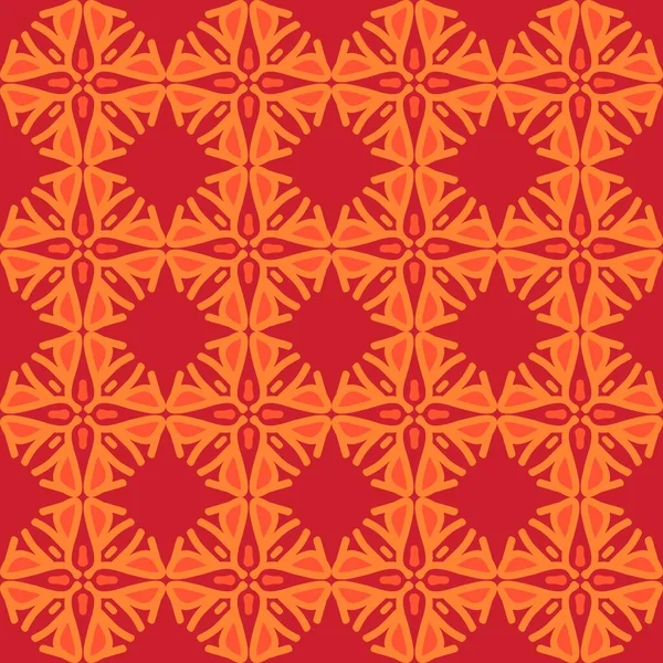 Rouge Rose Orange Mandala Art Sans Couture Motif Floral Créatif — Image vectorielle