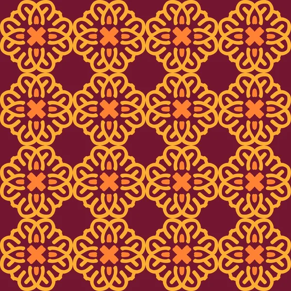 Rouge Rose Orange Mandala Art Sans Couture Motif Floral Créatif — Image vectorielle
