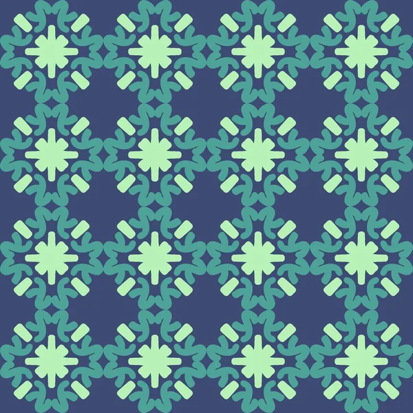 グリーンブルーターコイズアクアメンテマンダラアートシームレスなパターン花の創造的なデザインの背景ベクトルイラスト — ストックベクタ