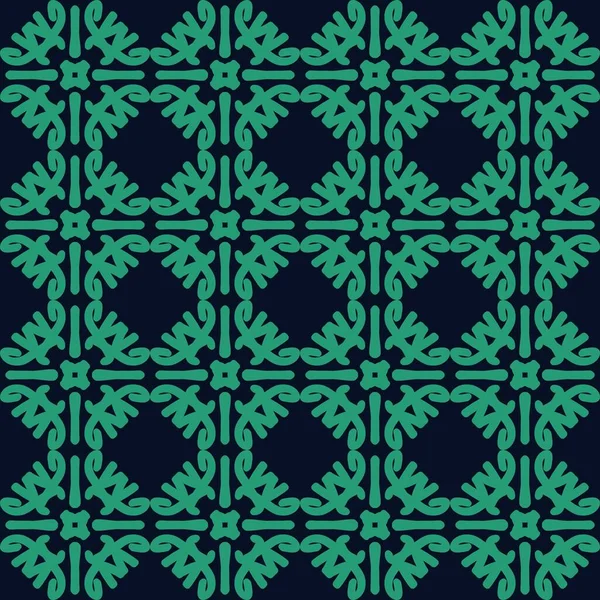 Grön Blå Turkos Aqua Menthe Mandala Konst Sömlös Mönster Blommig — Stock vektor