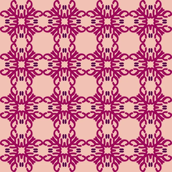 Rot Magenta Violett Rosa Mandala Kunst Nahtlose Muster Floral Kreativ — Stockvektor