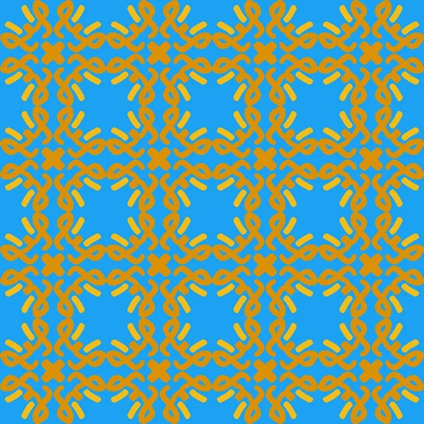 Blauw Geel Oranje Mandala Kunst Naadloos Patroon Bloemen Creatief Ontwerp — Stockvector