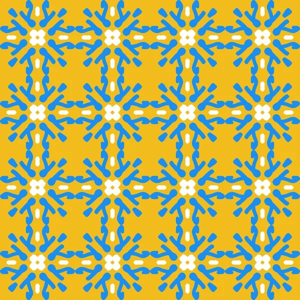 Голубой Желтый Оранжевый Мандала Искусство Бесшовный Шаблон Цветочный Творческий Дизайн — стоковый вектор