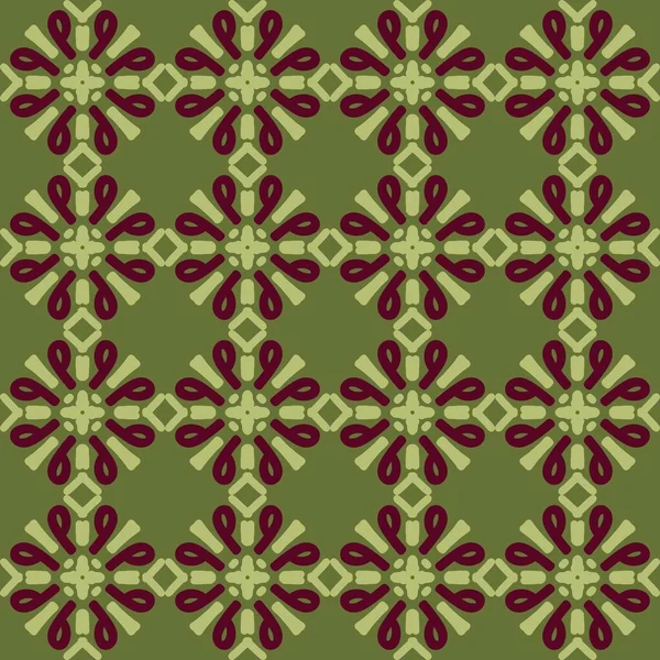 Vert Rouge Mandala Art Sans Couture Motif Floral Créatif Conception — Image vectorielle