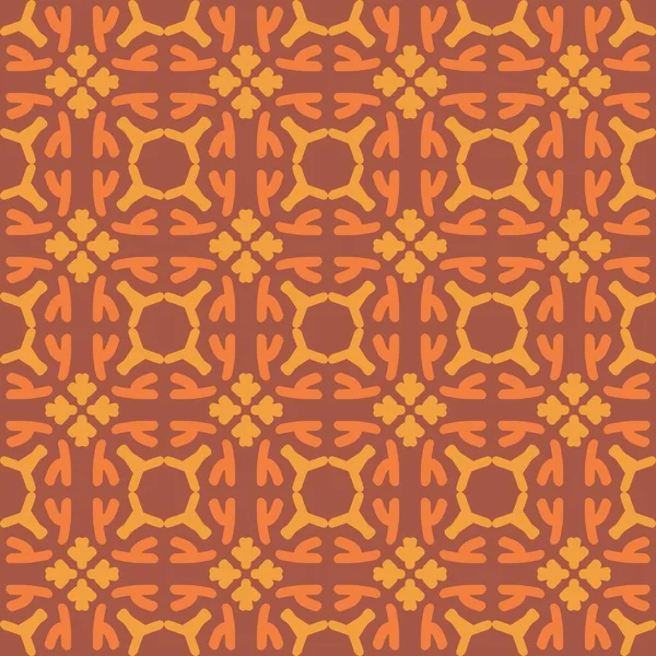 Orange Rouge Pêche Mandala Art Sans Couture Motif Floral Design — Image vectorielle