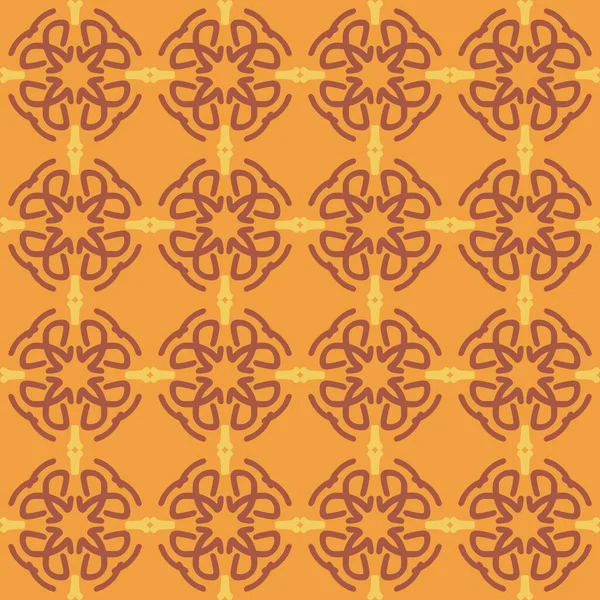 Orange Rouge Pêche Mandala Art Sans Couture Motif Floral Design — Image vectorielle