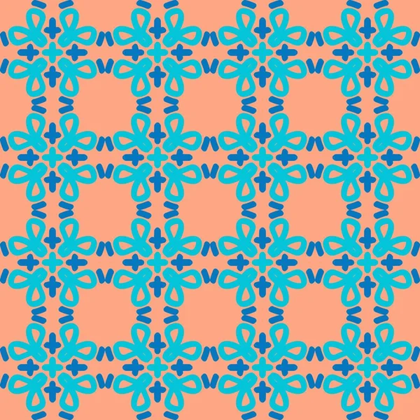 青いクリームマンダラアートシームレスなパターン花の創造的な背景ベクトルイラスト — ストックベクタ