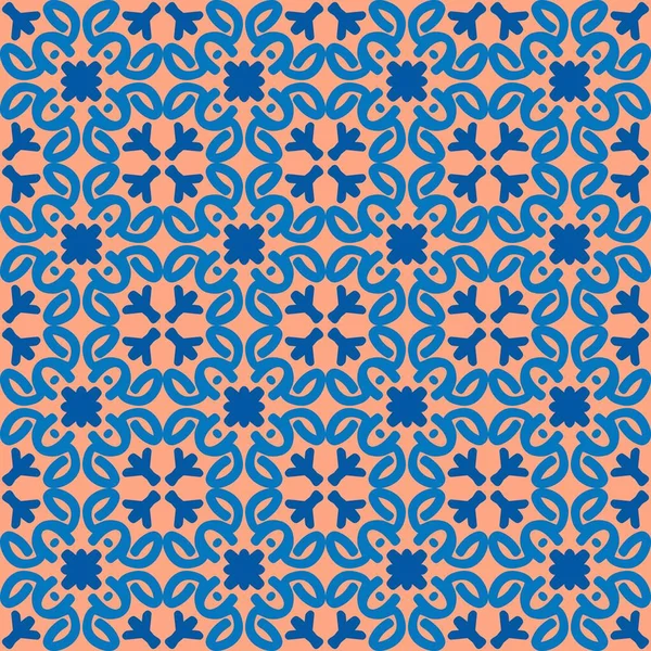 蓝色奶油曼达拉艺术无缝图案花卉创意设计背景图 — 图库矢量图片