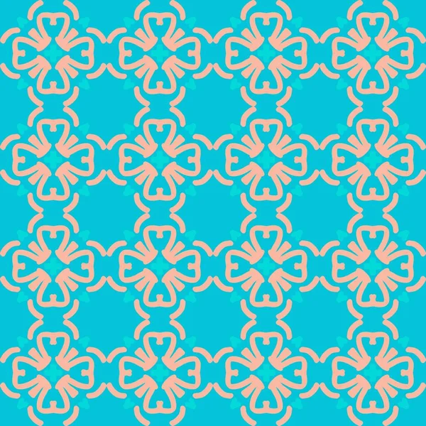 Голубой Крем Мандала Искусство Бесшовный Шаблон Цветочный Творческий Дизайн Фон — стоковый вектор