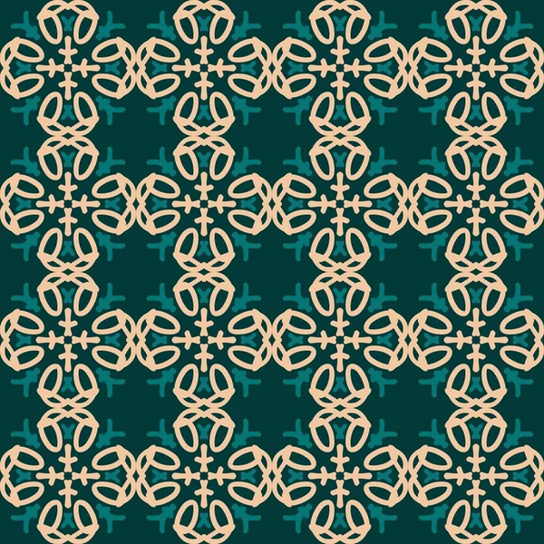 Зеленый Крем Мандала Искусство Бесшовный Шаблон Цветочный Творческий Дизайн Фона — стоковый вектор