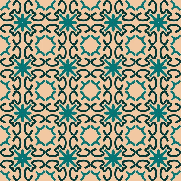 Green Cream Mandala Art Seamless Pattern Floral Creative Design Background — Stock Vector