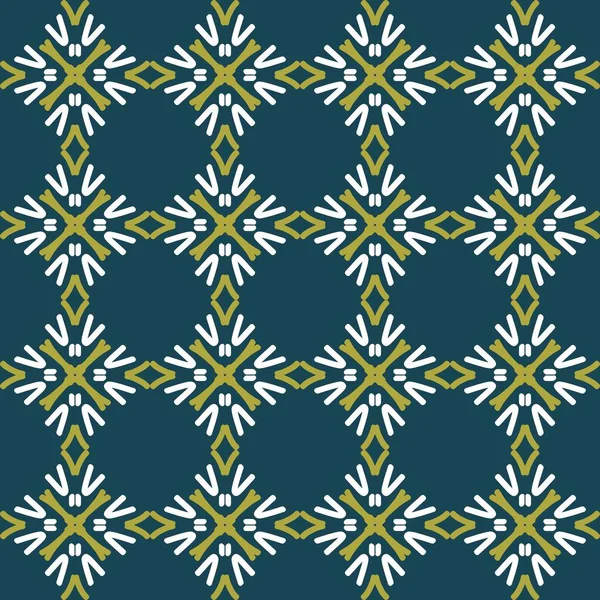 Vert Olive Jaune Mandala Art Sans Couture Motif Floral Créatif — Image vectorielle