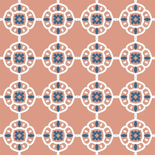Голубой Розовый Мандала Искусство Бесшовный Шаблон Цветочный Творческий Дизайн Фон — стоковый вектор