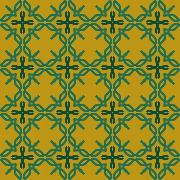 Vert Olive Jaune Mandala Art Sans Couture Motif Floral Créatif — Image vectorielle
