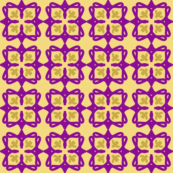 Violet Violet Jaune Mandala Art Sans Couture Motif Floral Créatif — Image vectorielle