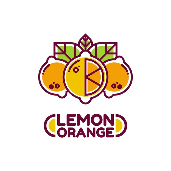 オレンジレモン柑橘類のロゴベクトルイラスト — ストックベクタ